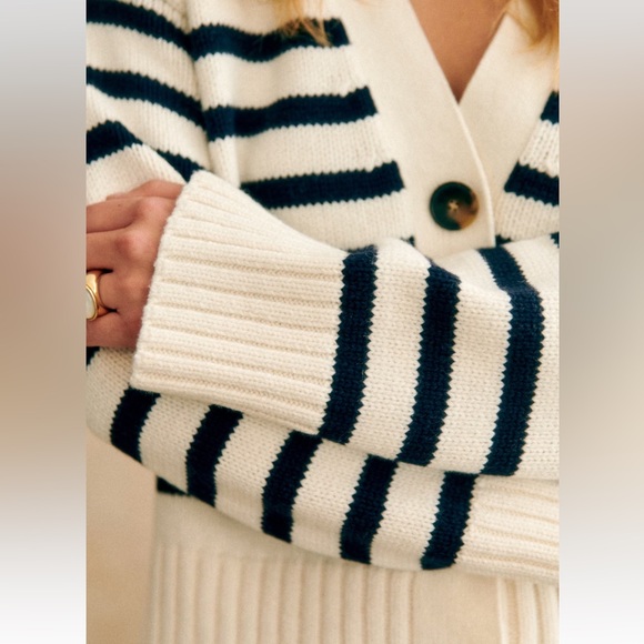 NWT Sezane Wilson Cardigan in Ecru/Navy size XS - Picture 4 of 6